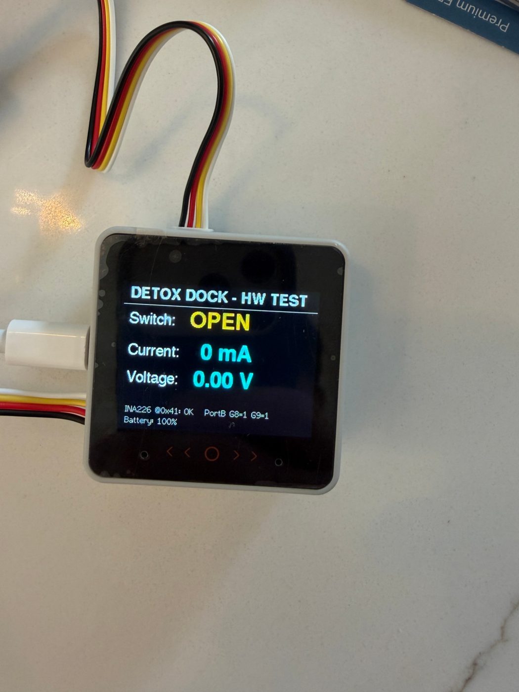 My first test: the switch says OPEN. No phone.